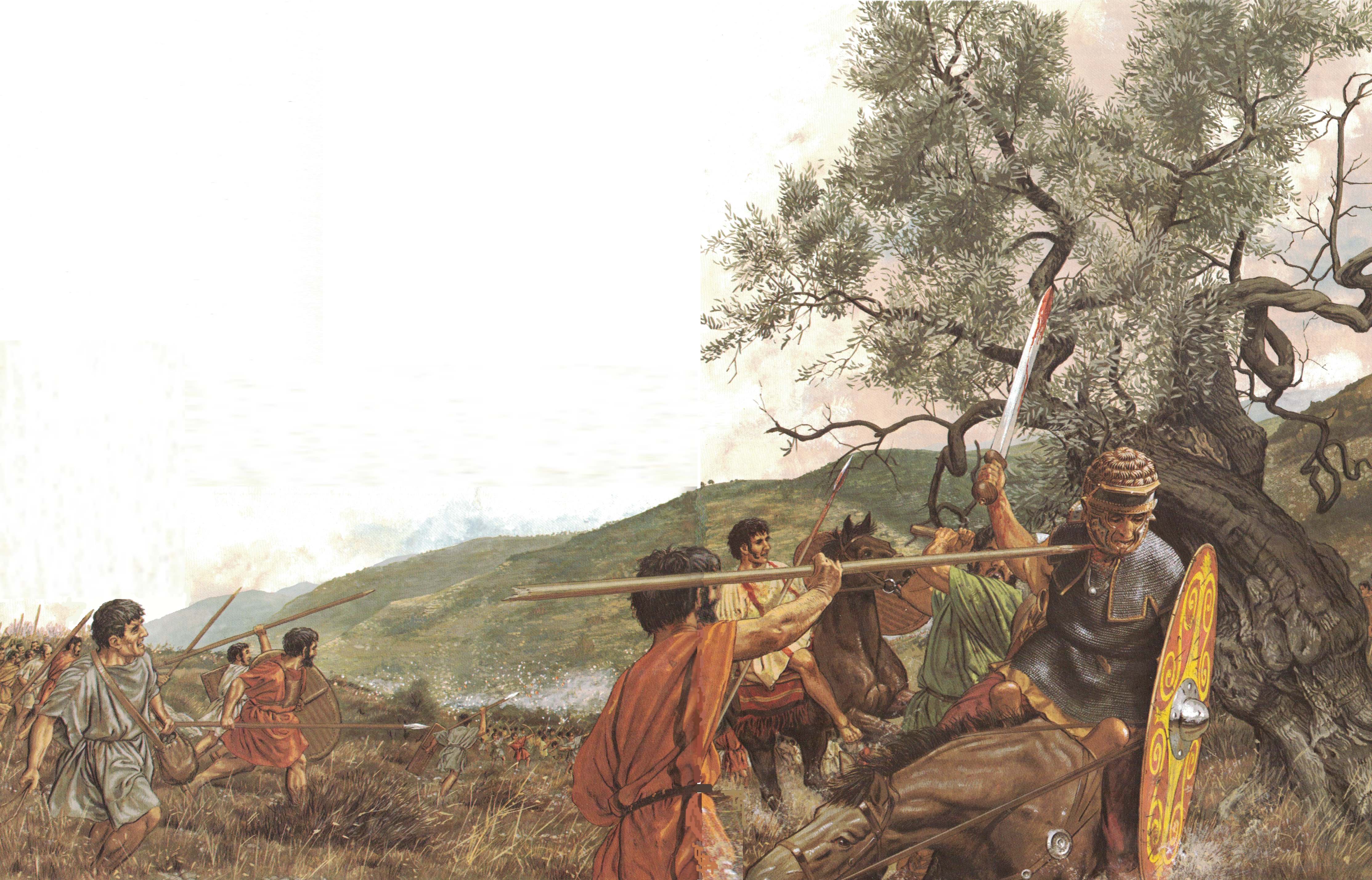 a picture of Jewish men fighting Romans with spears and swords
